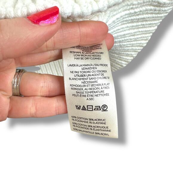 Free People NWOT Alli Optic White Heavy Chunky V-Neck Oversized Slouchy Sweater - Picture 9 of 9